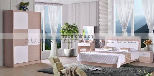 latest double bed designs wooden bed picture(SZ-BT008)