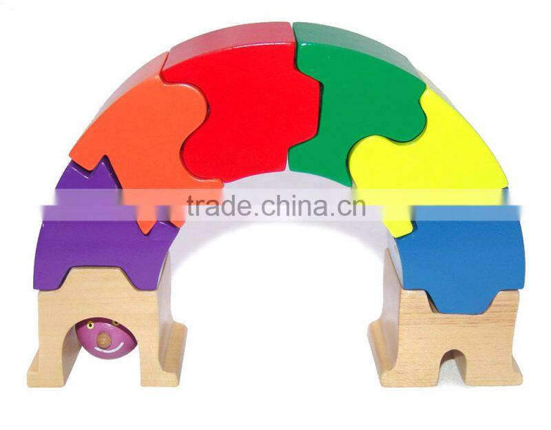 Popular Colorful Bridge Toys Wooden Blocks Puzzle Child Playing Toys
