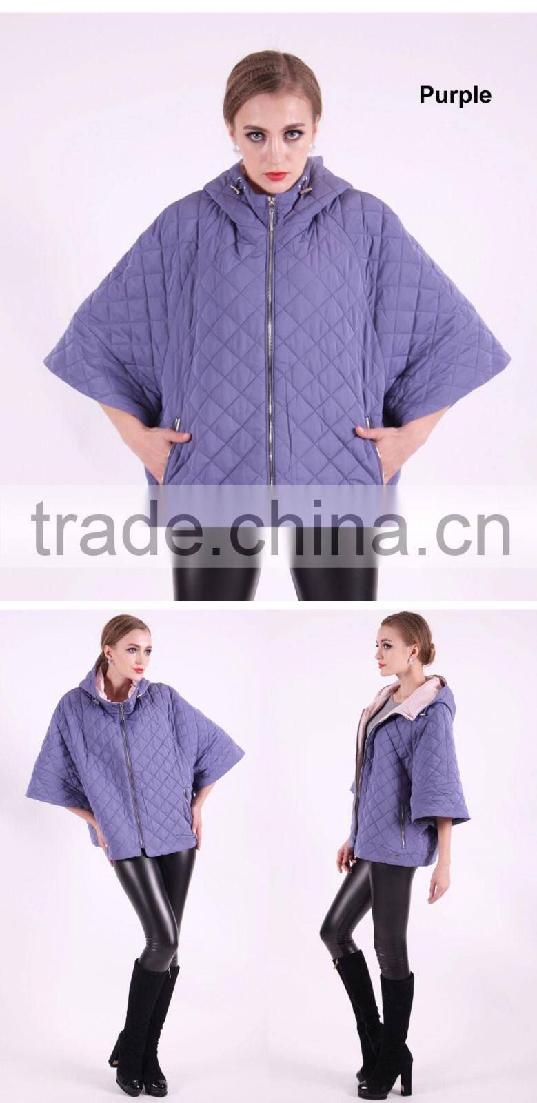 New Product 2016 Factory Price Polyester Cotton Fabric Spring Short Bat Coat Women With Hat