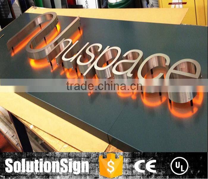 High quality wall mounted custom led backlit stainless steel letter signs