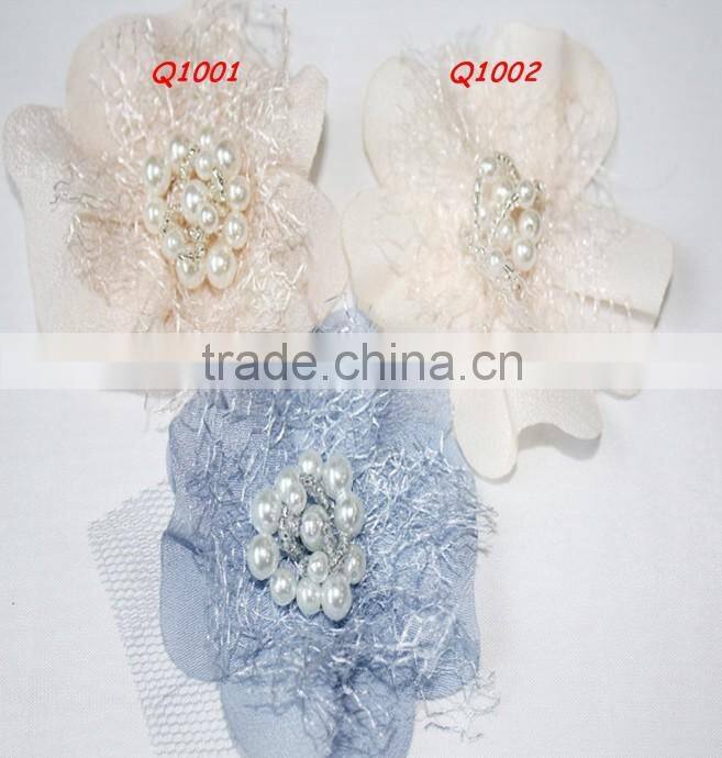 Artifical Lace Fabric Ballerina Flower With Rhinestones For Headband