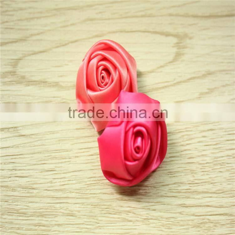 2pcs Shabby Chic Baby Doll lavender grey Satin Ribbon Rose Flower Applique Hair Bow