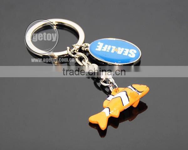 3D Mini Clownfish Shaped Customized Printing Logo Color Painting Metal Fish Keychain