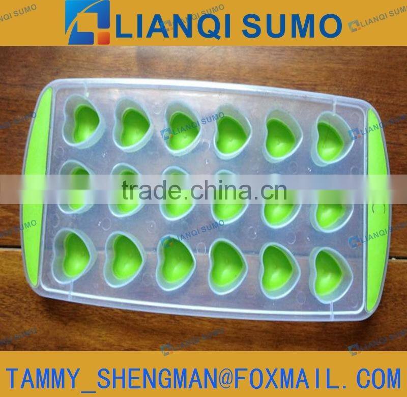 LFGB/FDA Food Grade plastic ice cube tray mould with double color heart shape