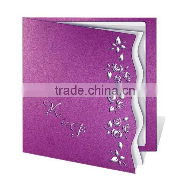 Romantic & gorgeous laser cut wedding invitations with wave shaped border