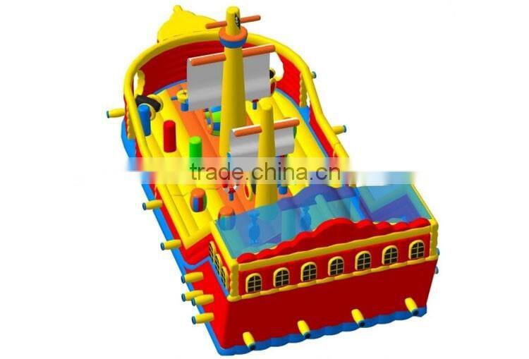 giant inflatable pirate ship playground,2 parts ocean park shark inflatable trampoline, pirate ship bouncy castle slide