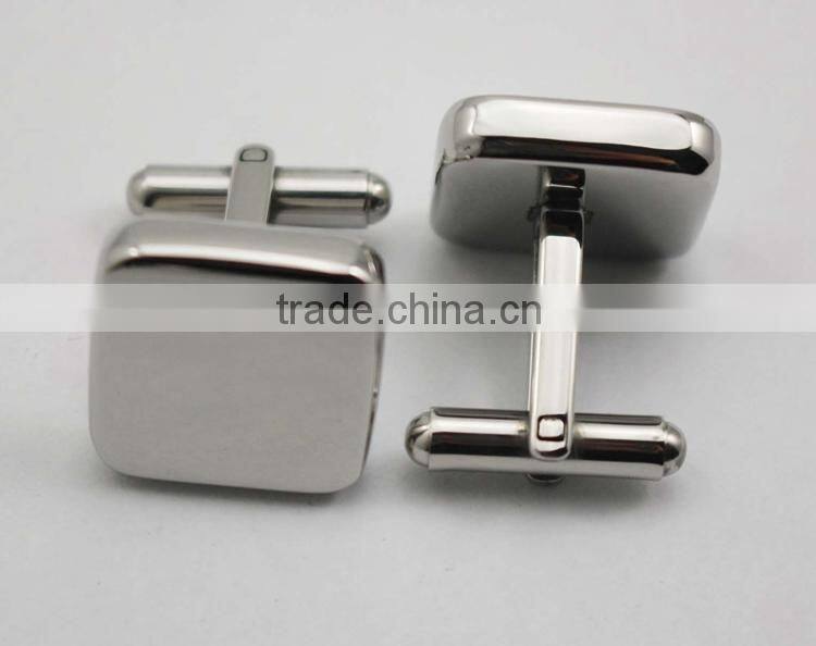 Silver metal Thick cufflinks blanks custom Square cufflinks engravable