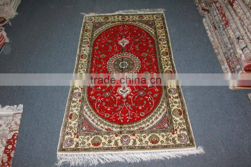 Persian prayer rug crimson handmade silk carpets