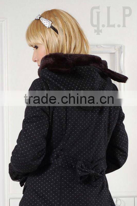 Cotton Black Polka Dot Lace Lolita Blouse 81039