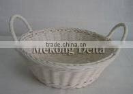 Woven Full Rattan Fruit Basket White Color