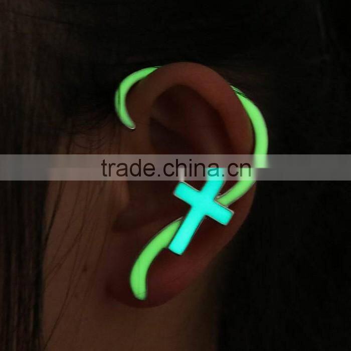 Hot sale light in the dark cross cuff earring American punk ear cuff