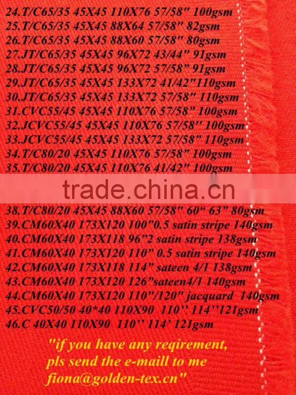 cvc55/45 45*45 133*72 58/60'' women shirt abric 110gsm