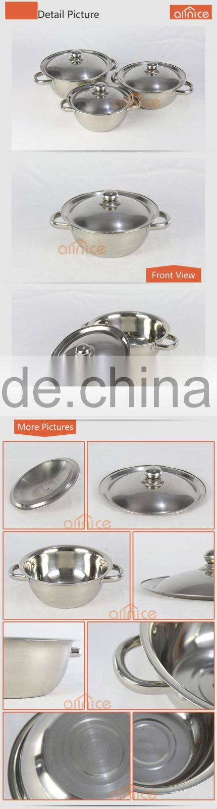 Africa Style 6pcs stainless steel casserole set / potjie pot wit S/S handle and cover