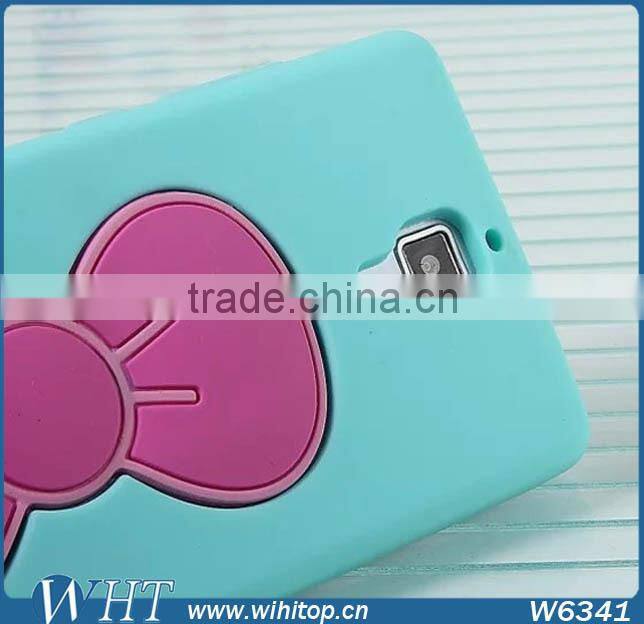 3D Silicone Case for Xiaomi Mi4, Lovely Stand Bow Case for Xiaomi M4