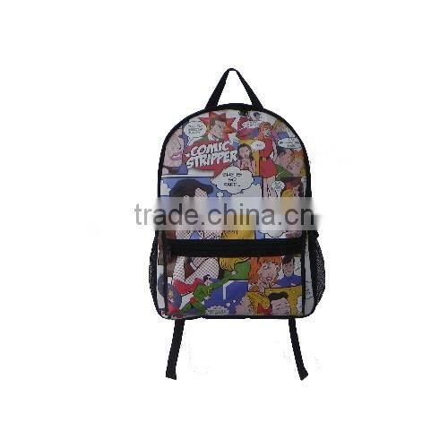 2016 new design heat transfer printing school backpack bag