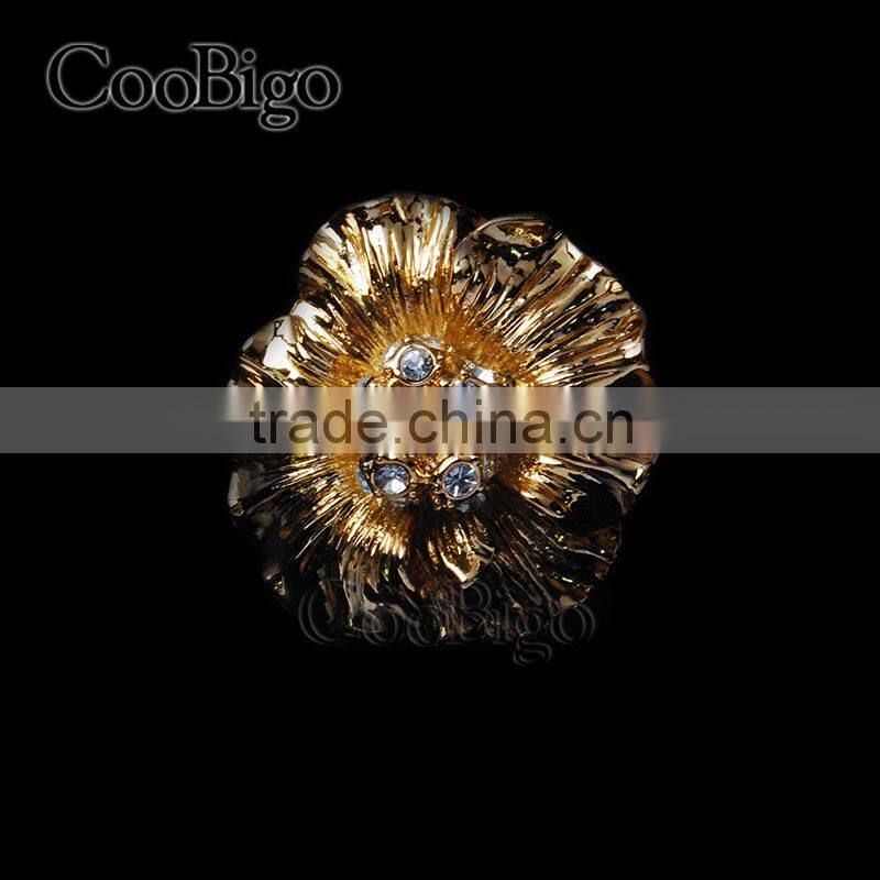 Fashion Jewelry Zinc Alloy Charming Rhinestone Flower Ring Women Party Show Gift Dresses Apparel Promotion Accessories
