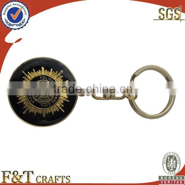 engraved 3D silver shield Alloy promotional keychain for travel promotional gift