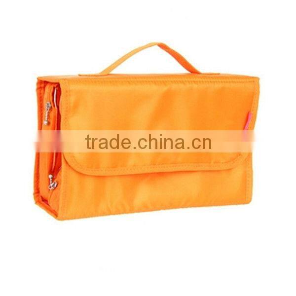 yellow Nylon Mesh Travel Cosmetic Bag With Handle