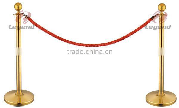 Gold steel hotel rope barrier for queue control