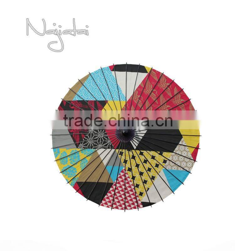 Unusual Shape Colorful Hand Painted Handmade Japanese Cloth Paper Umbrella