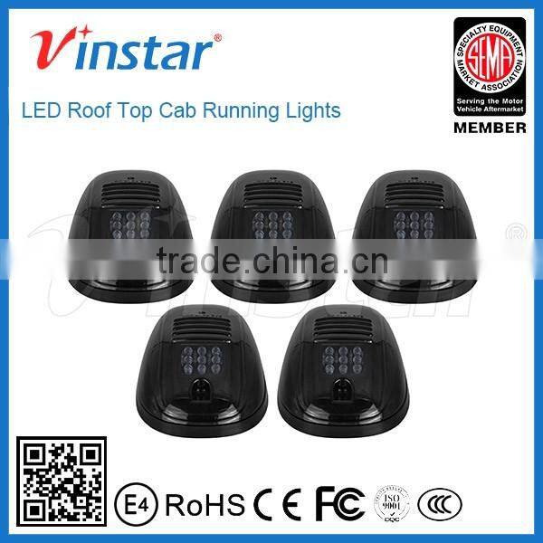 Factory directly sell 5pcs Amber LED Cab Roof Top Marker Running Lights For Truck SUV 4x4 (Black Smoked Lens Lamps)
