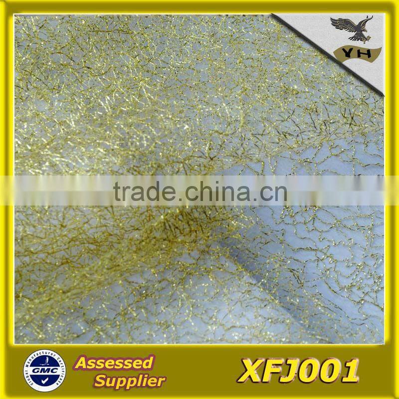 polyester irregular mesh fabric with gold design or silver design