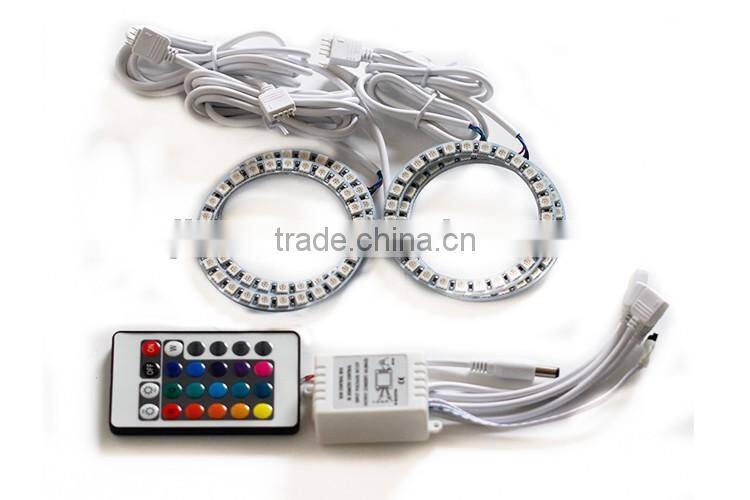 New Products 12v rgb with remote car led light angel eye colors led ccfl halo rings color changing headlight angel eyes kit