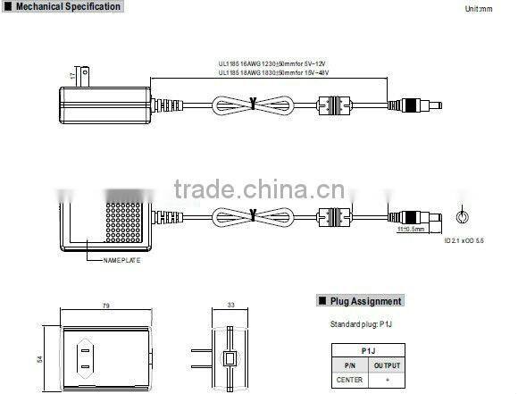 Meanwell 20~25W Wall-mounted type 48v switching power supply ac-dc switch power supply