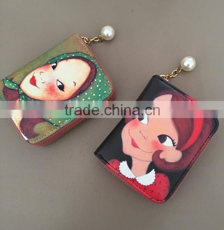 2016 new arrival purse cute girl's leather coin purse mini portable wallet