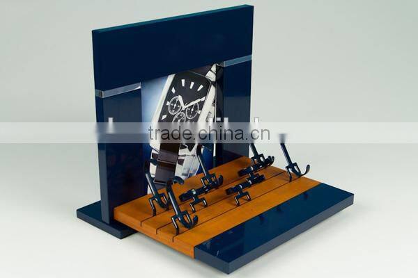 Fashion Wood Watch Display Stand Piano Painting Royal Blue Match Wood Color