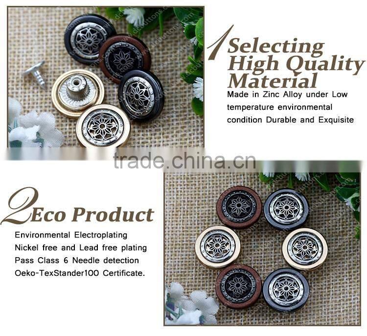Flower Denim Alloy Shank Button with Bicolors For women clothing
