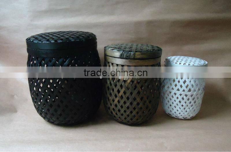 Bamboo webbing storage basket