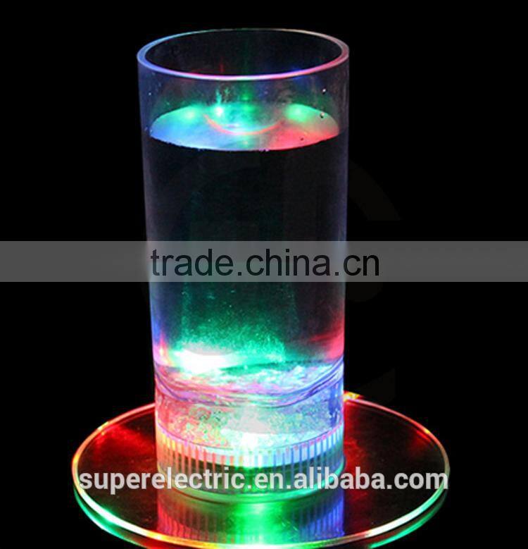 Newly designed ultra thin high quality led plastic coaster customized design led light drink coaster