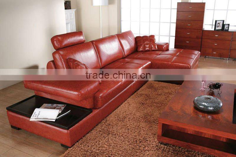 Arab style pure leather corner sofa with wooden table
