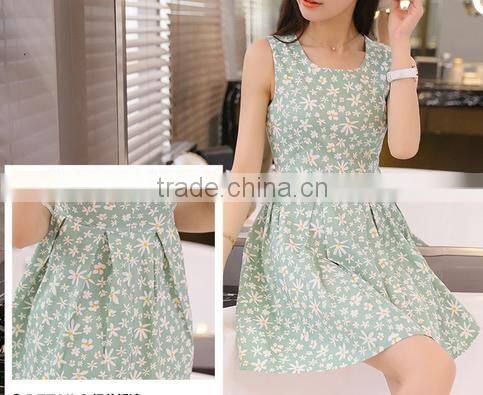 2016 Printing Summer Collect Waist Dress With Printed Fashion Style