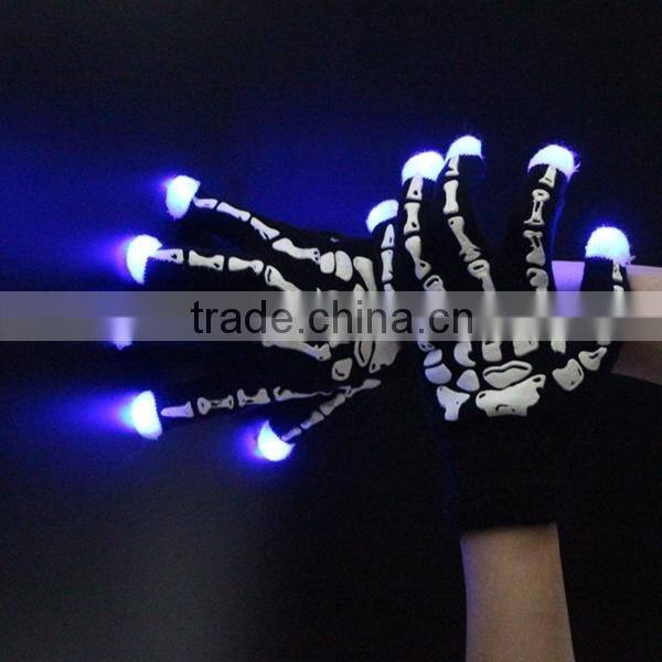2016 Led Light Up Skull Glove/Handmade Led Finger Glove,led glove light