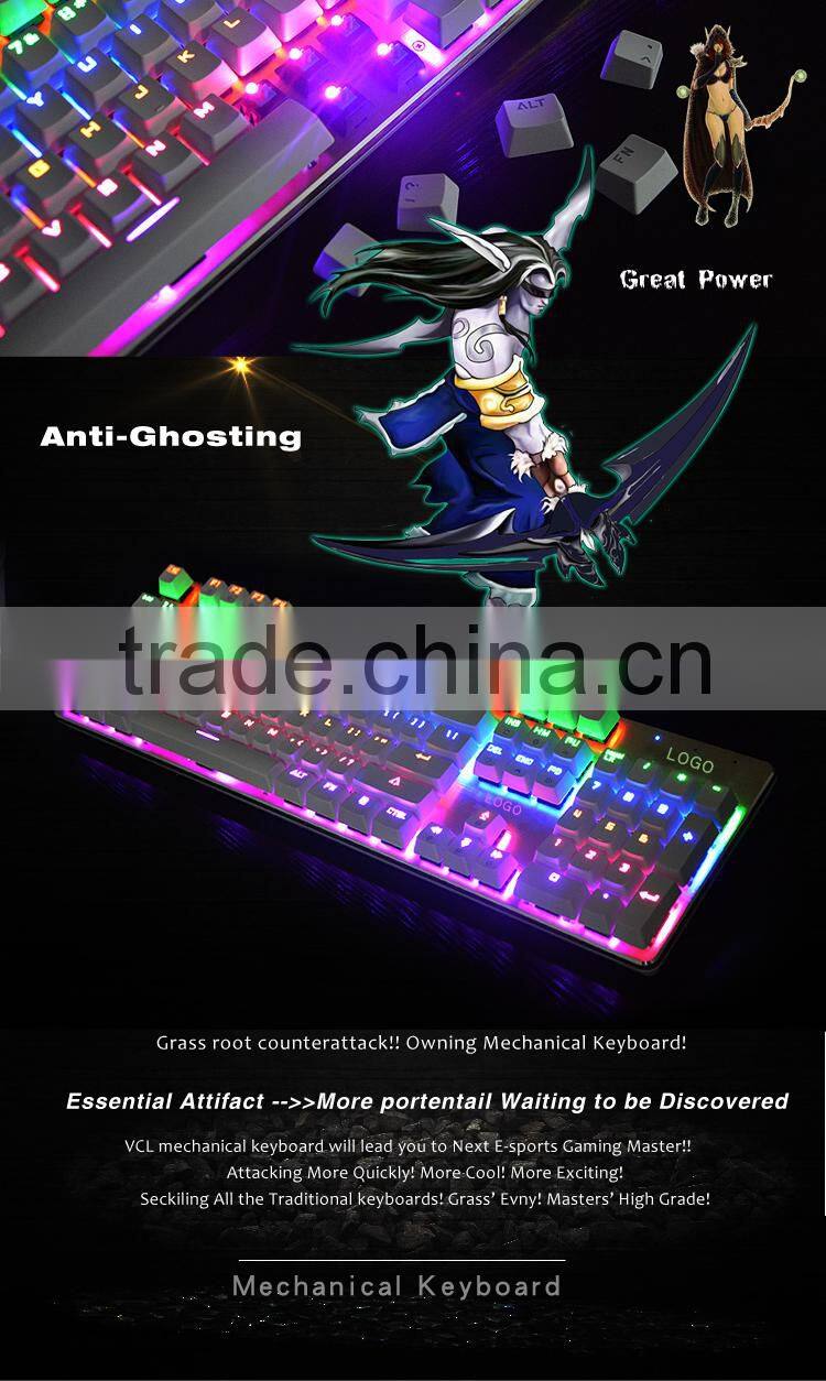 Cool Backlight LED Wired Gaming Mechanical Keyboard For Keyboard Gamer