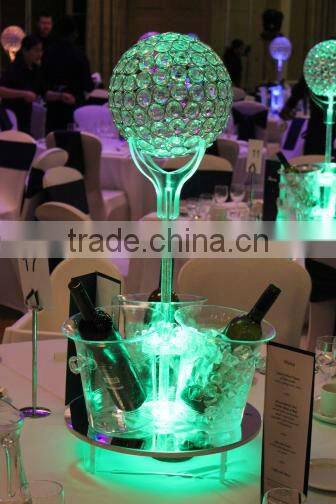 shanghai event rentasl banquet acrylic LED lighted table decorative centerpiece(with ice buckets & crystal ball)