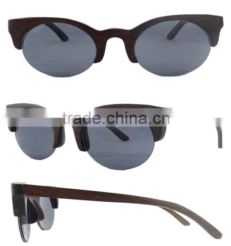 Cheap Wooden Sunglasses, Vintage Half Frame Bamboo Sunglasses Wholesale