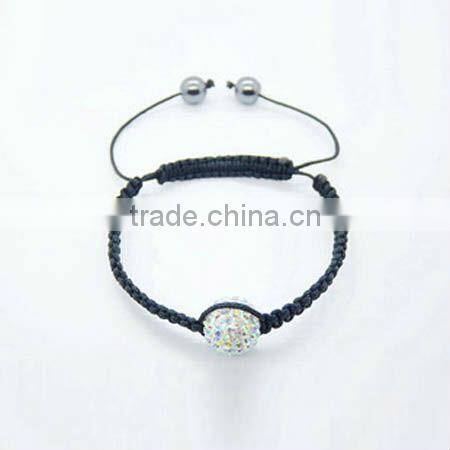 Single Ball Shamballa Bracelets Black Rope Bracelet KSHLXL-88
