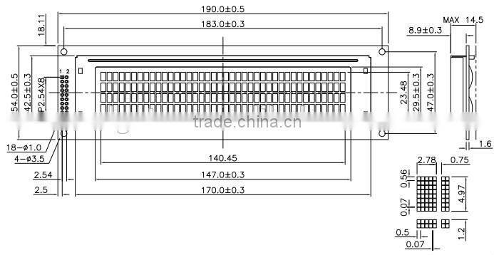 40X4 character LCD for medical facilities