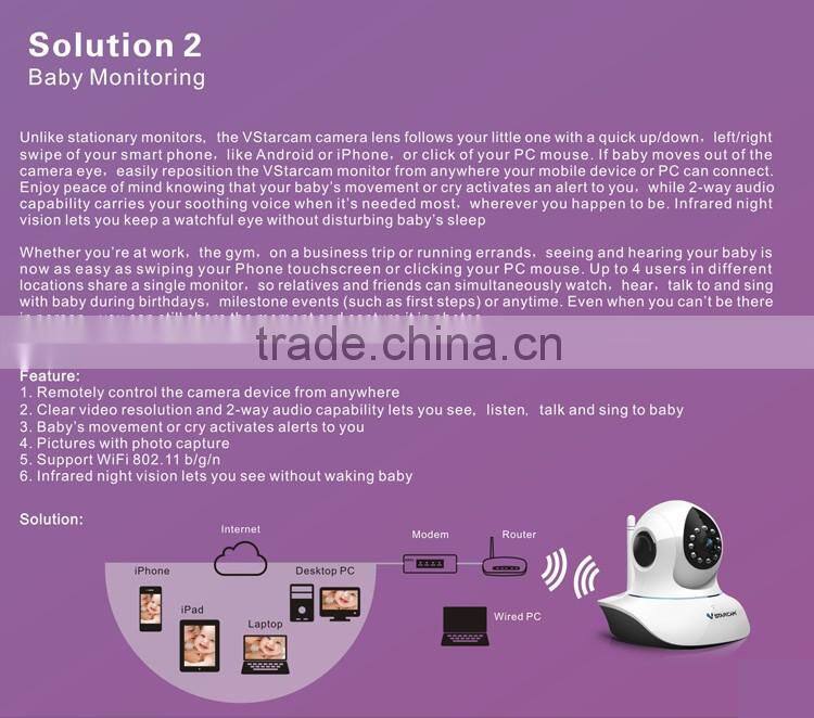 VStarcam easy setup 960P resolution 1.3MP IR cut pan tilt two way audio ip camera 1.3