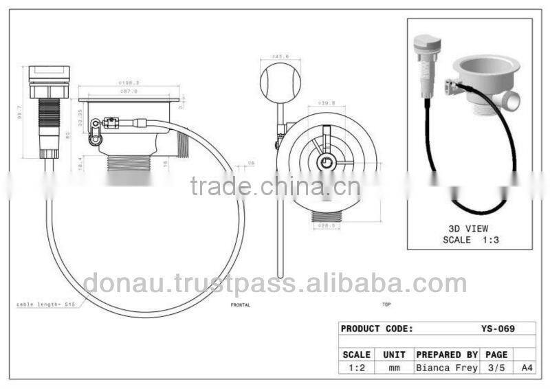 Automatic Big Head Sink Trap with Overflow 40-50mm (YP069)