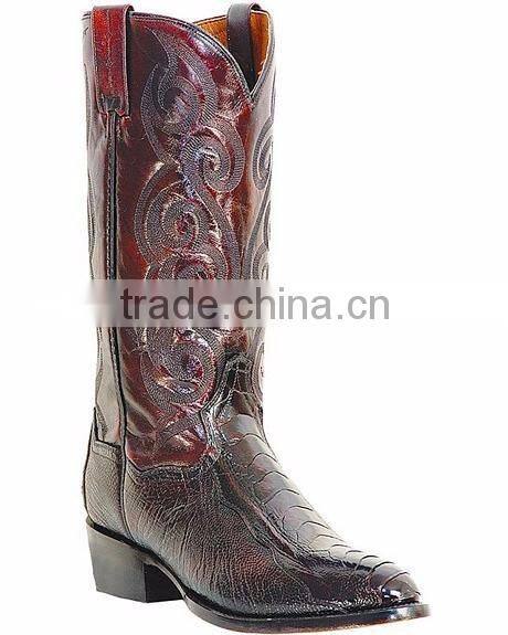 black cherry tan cowboy&cowgirl handmade genuine leather Western ostrich leg boots wholesale
