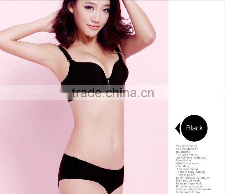 pink plain japanese one piece seamless bra and bikini set