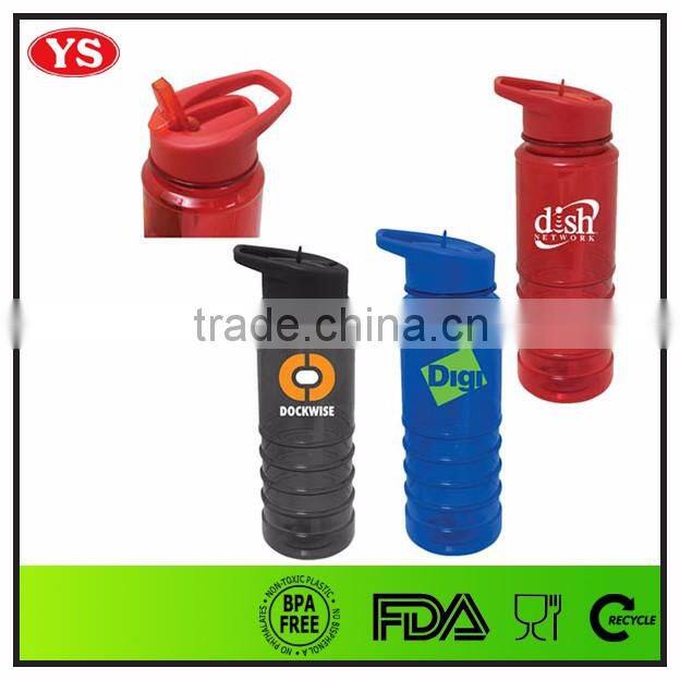 Custom logo plastic 750 ml drinking bottle with straw