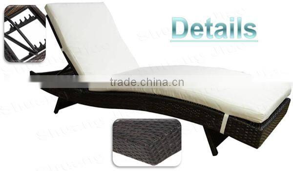 Outdoor garden wicker resin sun lounger