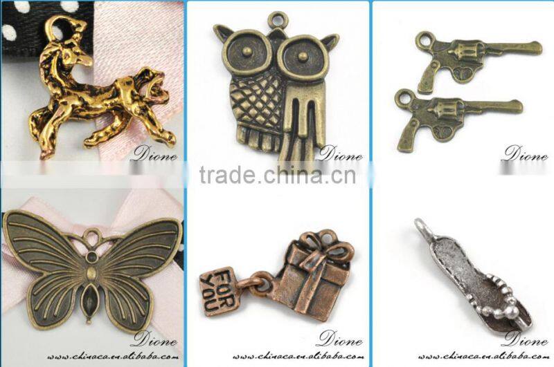 Hot sale 8*8mm bronze pendant charms, alloy charms