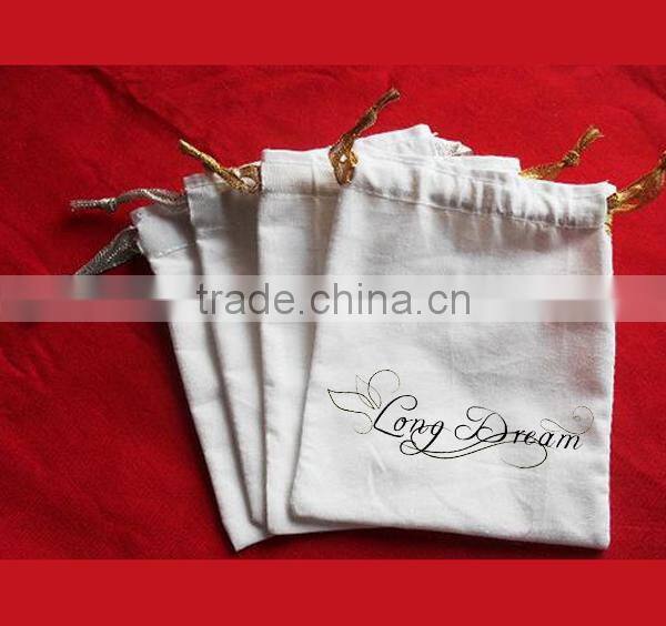 drawstring cotton bag with white cord/string
