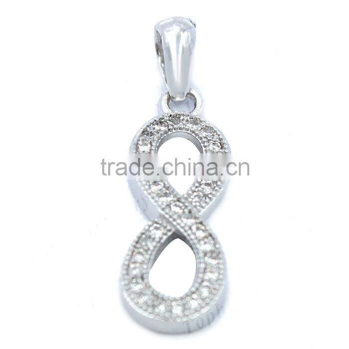 Zircon pendant arabic numeral shape silver pendant micro pave setting
